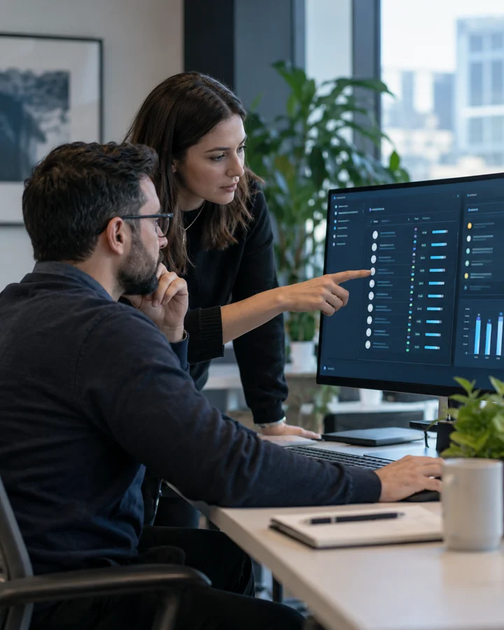 Illustrative photo of security specialists reviewing cloud access permissions