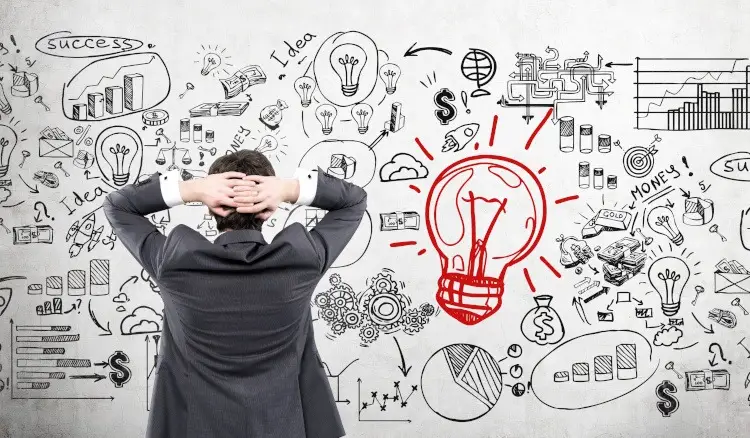 A business professional considering organisational ideas